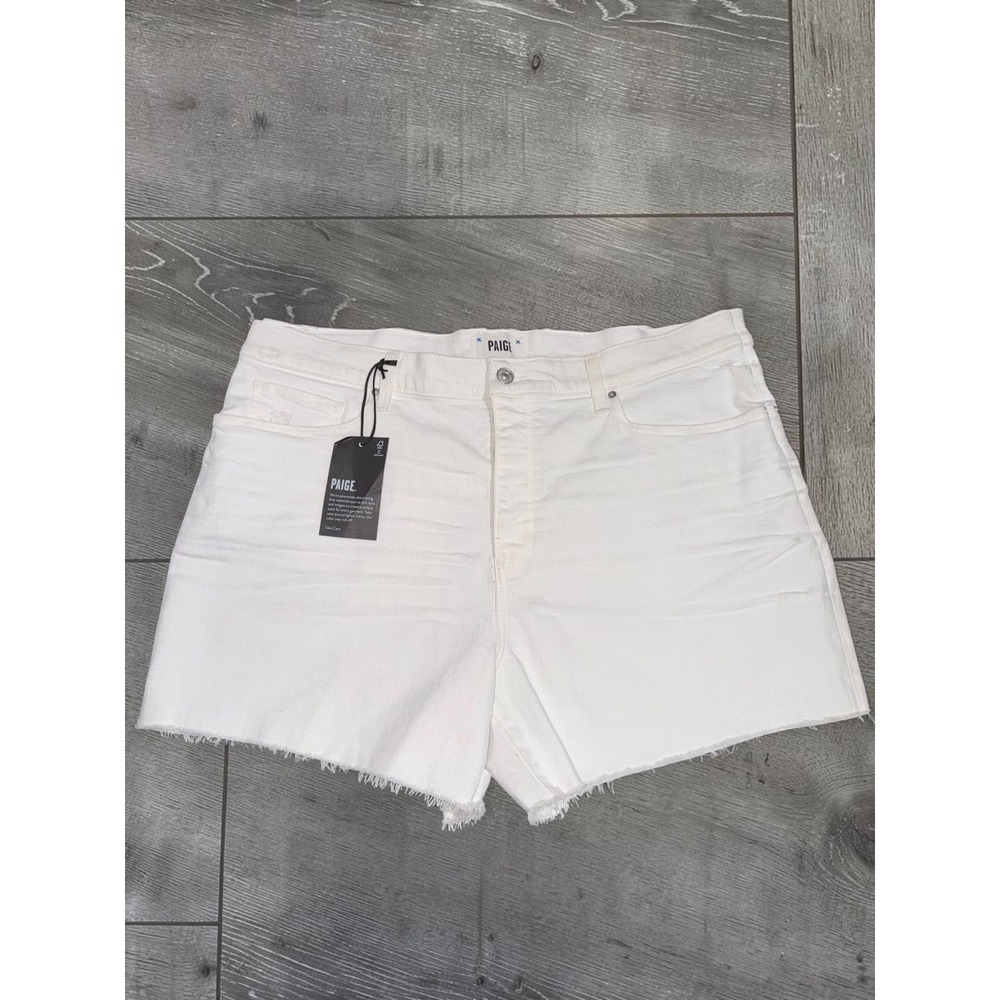 PAIGE White Denim Shorts Women's 33 Raw Hem High‎ Rise Stretch NWT Summer